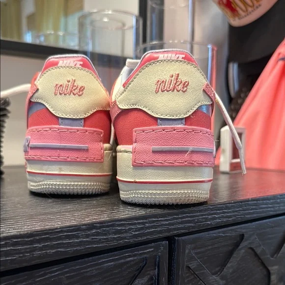 NEVER WORN! Nike Pink and Cream (sail sea coral) Air Force 1 Shadow Sneakers - Picture 5 of 5